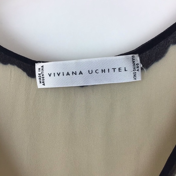 VIVIANA UCHITEL Dyed Silk V-Neck wrap Blouse S-M - Picture 3 of 7